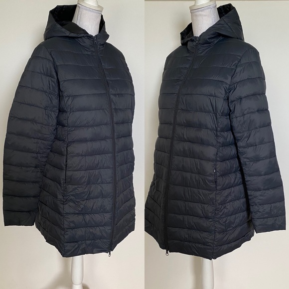 Swiss Tech Jackets & Blazers - Maternity Long Hooded Puffer Jacket